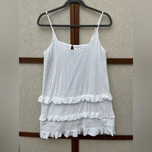 Showpo. White Gauze Ruffle Lined Camisole Women's Cotton Spaghetti Strap Top - 6